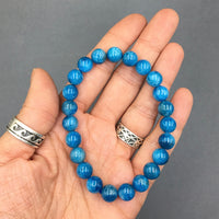 Blue Apatite Gemstone Bead Stretch Elastic Stone Bracelet