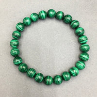 Malachite Gemstone Bead Stretch Elastic Stone Bracelet