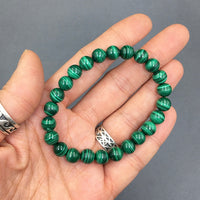 Malachite Gemstone Bead Stretch Elastic Stone Bracelet