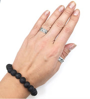 Lava Rock Basalt Gemstone Bead Stretch Elastic Stone Bracelet