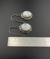 White Buffalo #1 Sterling Silver Dangle Earrings