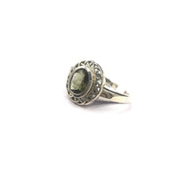 Moldavite Natural Tektite Faceted Celtic Knotwork US Size 9 Sterling Silver Ring