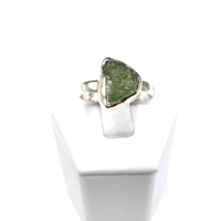 Moldavite Natural Tektite Raw US Size 10 Sterling Silver Ring