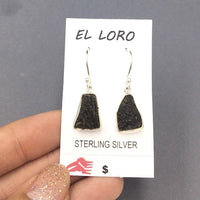 Moldavite Tektite Impact Space Glass Raw Gems Sterling Silver Drop Dangle Earrings