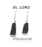 Moldavite Tektite Impact Space Glass Raw Gems Sterling Silver Drop Dangle Earrings