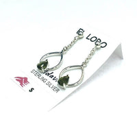 Moldavite Tektite Impact Space Glass Faceted Teardrop Gems Sterling Silver Drop Stud Dangle Earrings