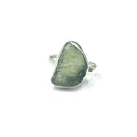 Moldavite Tektite Impact Space Raw Unpolished US Size 5 Sterling Silver Ring