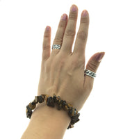 Tiger Eye Stone Chip Large Bead Stretch Elastic Stone Bracelet