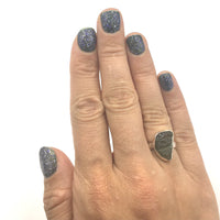 Moldavite Tektite Impact Space Raw Unpolished US Size 5 Sterling Silver Ring