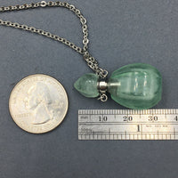Green Fluorite Crystal Mini Bottle Gemstone Necklace for Essential Oil Perfume on Stainless Steel Chain