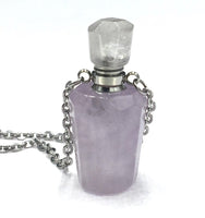 Amethyst Crystal Mini Bottle Gemstone Necklace for Essential Oil Perfume on Stainless Steel Chain