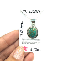 Turquoise Mountain #1 Natural Stone Sterling Silver Pendant on 18" Sterling Silver Chain