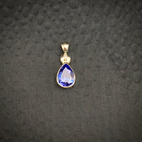 Tanzanite Violet Gem Faceted Teardrop Natural Gemstone Sterling Silver Pendant
