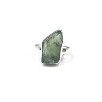 Moldavite Natural Tektite Raw US Size 6 Sterling Silver Ring