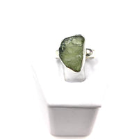 Moldavite Tektite Impact Space Raw Unpolished US Size 5 Sterling Silver Ring