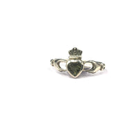Moldavite Natural Tektite Faceted Claddaugh Celtic Sterling Silver Ring