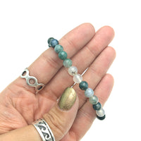 Moss Agate Gemstone Bead Stretch Elastic Stone Bracelet
