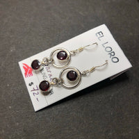Garnet Dark Faceted Crystal Sterling Silver Dangle Earrings