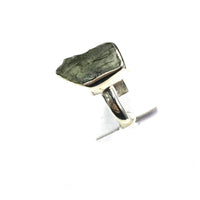 Moldavite Natural Tektite Raw US Size 6 Sterling Silver Ring