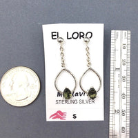 Moldavite Tektite Impact Space Glass Faceted Teardrop Gems Sterling Silver Drop Stud Dangle Earrings