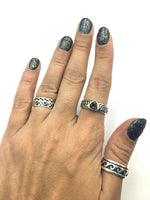 Moldavite Natural Tektite Faceted Celtic Knotwork US Size 7 Sterling Silver Ring