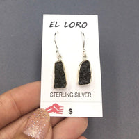 Moldavite Tektite Impact Space Glass Raw Gems Sterling Silver Drop Dangle Earrings