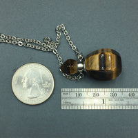 Tiger Eye Crystal Mini Bottle Gemstone Necklace for Essential Oil Perfume  on Stainless Steel Chain