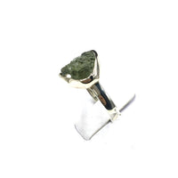 Moldavite Natural Tektite Raw US Size 10 Sterling Silver Ring