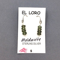 Moldavite Tektite Impact Space Glass Faceted Rondelle Gems Sterling Silver Drop Dangle Earrings