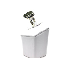 Moldavite Tektite Impact Space Raw Unpolished US Size 5 Sterling Silver Ring