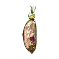 Mexican Jelly Opal & Faceted Sphene Rainbow Fire Sterling Silver Pendant