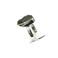 Moldavite Tektite Impact Space Raw Unpolished US Size 5 Sterling Silver Ring