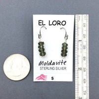 Moldavite Tektite Impact Space Glass Faceted Rondelle Gems Sterling Silver Drop Dangle Earrings