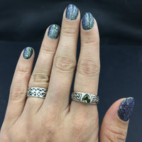 Moldavite Natural Tektite Faceted Celtic Knotwork US Size 7 Sterling Silver Ring