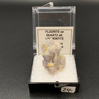 Fluorite on Quartz aft. Laumontite #3 Thumbnail Specimen (Cripple Creek, CO)