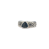 Moldavite Natural Tektite Faceted Celtic Knotwork US Size 7 Sterling Silver Ring