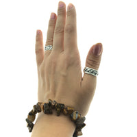 Tiger Eye Stone Chip Large Bead Stretch Elastic Stone Bracelet