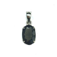 Moldavite Tektite Impact Space Glass Faceted Oval Sterling Silver Pendant