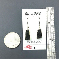 Moldavite Tektite Impact Space Glass Raw Gems Sterling Silver Drop Dangle Earrings