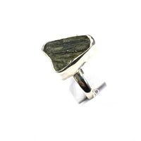 Moldavite Natural Tektite Raw US Size 5 Sterling Silver Ring
