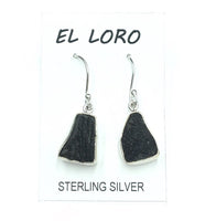 Moldavite Tektite Impact Space Glass Raw Gems Sterling Silver Drop Dangle Earrings