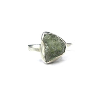 Moldavite Natural Tektite Raw US Size 10 Sterling Silver Ring