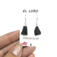 Moldavite Tektite Impact Space Glass Raw Gems Sterling Silver Drop Dangle Earrings