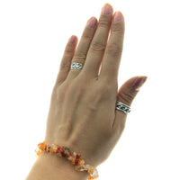 Carnelian Mixed Agate Stone Chip Small Bead Stretch Elastic Stone Bracelet