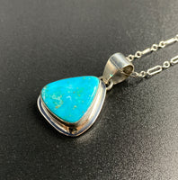 Kingman Turquoise #10 Natural Sterling Silver Pendant on 18" Chain