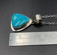 Kingman Turquoise #10 Natural Sterling Silver Pendant on 18" Chain