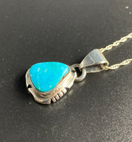 Kingman Turquoise #11 Natural Sterling Silver Pendant on 18" Chain