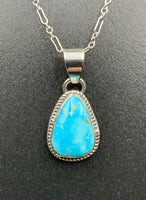Kingman Turquoise #12 Natural Sterling Silver Pendant on 18" Chain
