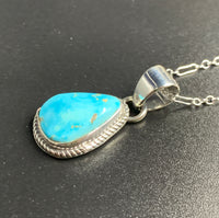Kingman Turquoise #12 Natural Sterling Silver Pendant on 18" Chain