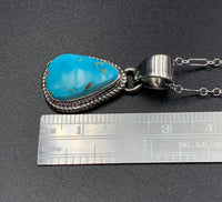 Kingman Turquoise #12 Natural Sterling Silver Pendant on 18" Chain